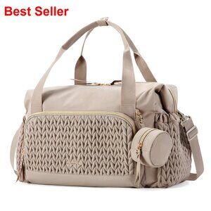 Large Capacity Diaper Tote Bag with Insulated Pockets and Changing Pad